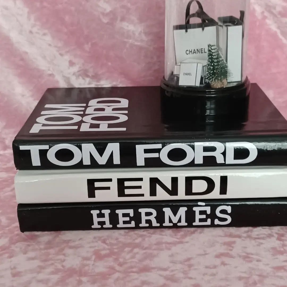 Tom Ford, Fendi, and Hermès Decorative Book Set - Black and White